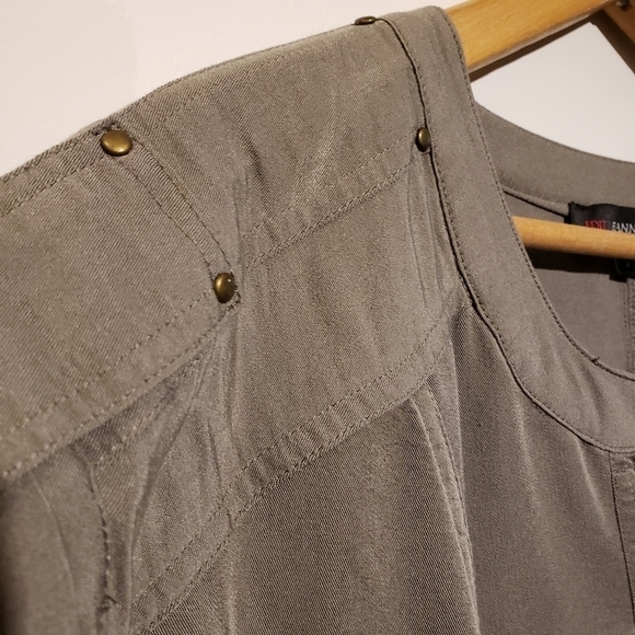 JEANNE BEKER Khaki loose fit Shift Dress SZ 4 - Picture 4 of 9